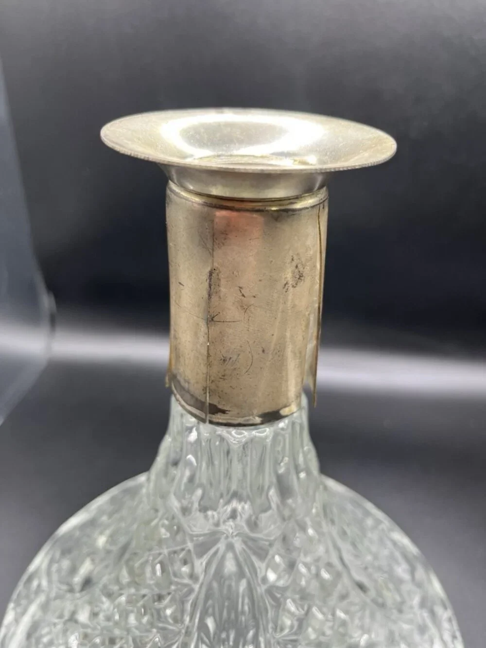 Vintage Pressed Glass Decanter Diamond Atomic Barware Bottle Hollywood MCM